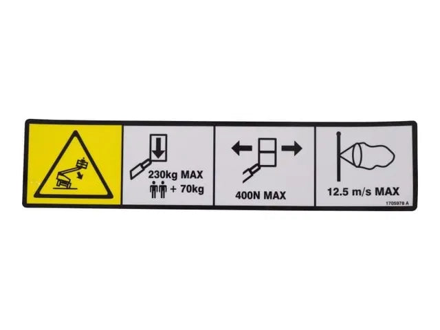 1705978 230KG CAPACITY DECAL | JLG