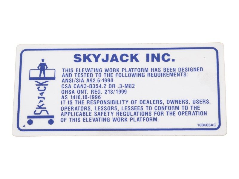 108665 Old Standards Decal | Skyjack