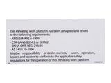 129902 Decal, On/Off Slab | Skyjack