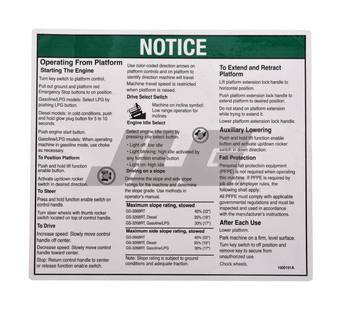 1000191 Platform GS68Rt Inst Notice | Genie