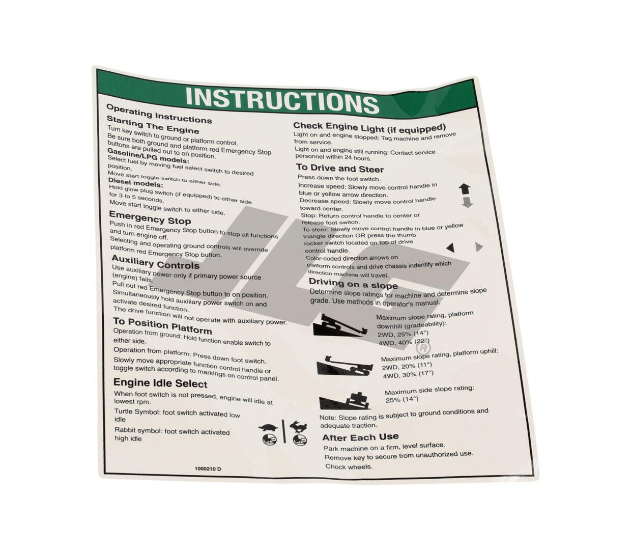 1000210 Notice Oper Inst Ic Decal | Genie