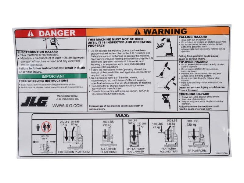 1001117179 Warning/Instruction Dom Decal | JLG