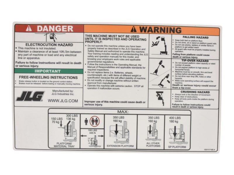 1001117185 Warning/Instruction Dom Decal | JLG