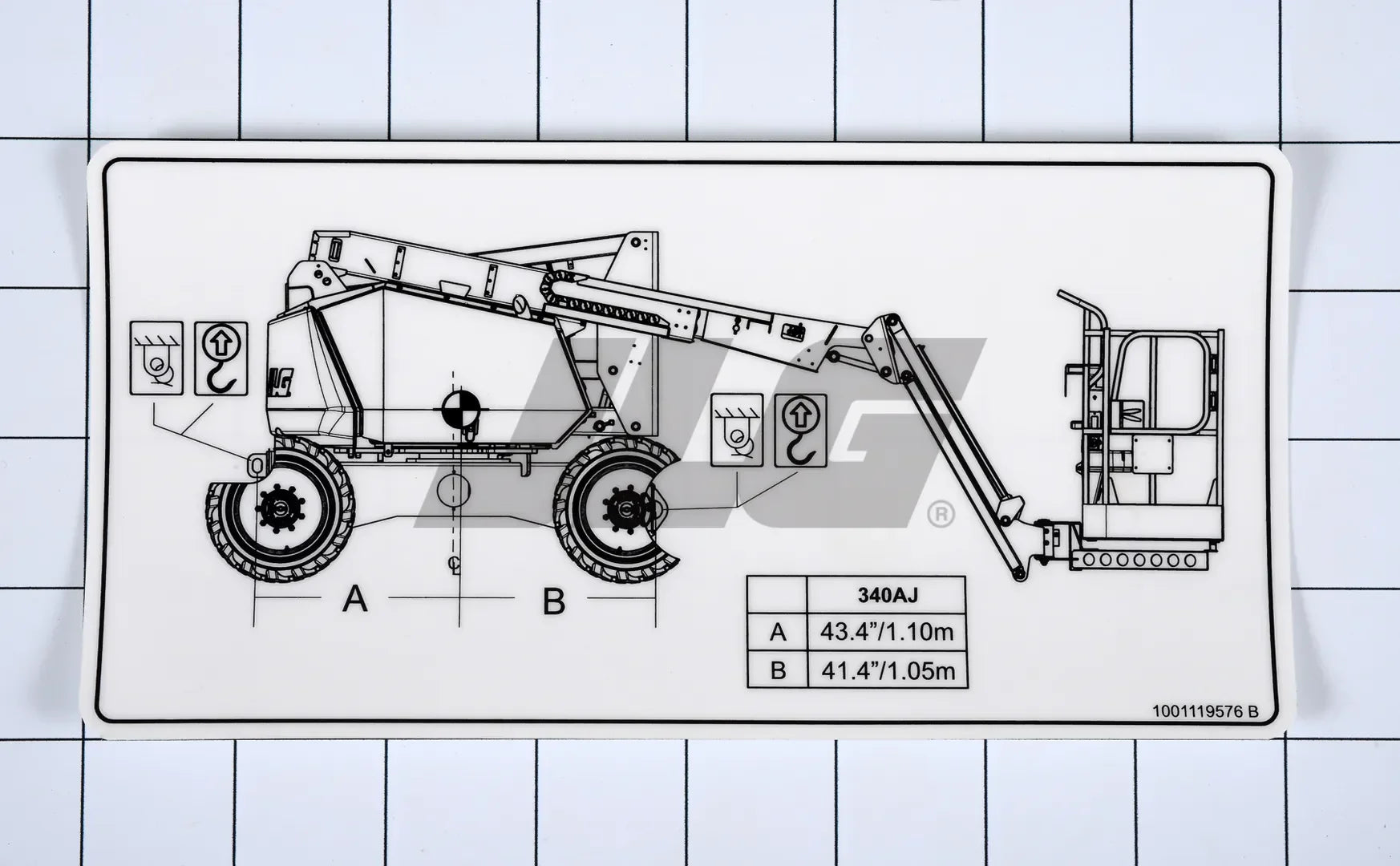 1001119576 Lift Diagram 340AJ Decal | JLG