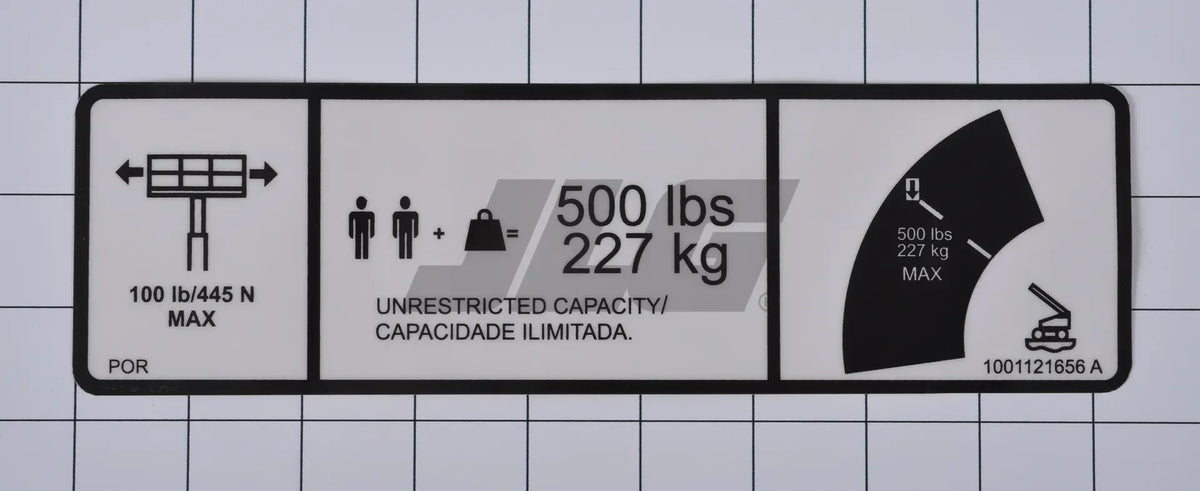 1001121656 Decal, Warning Dual Cap. | JLG