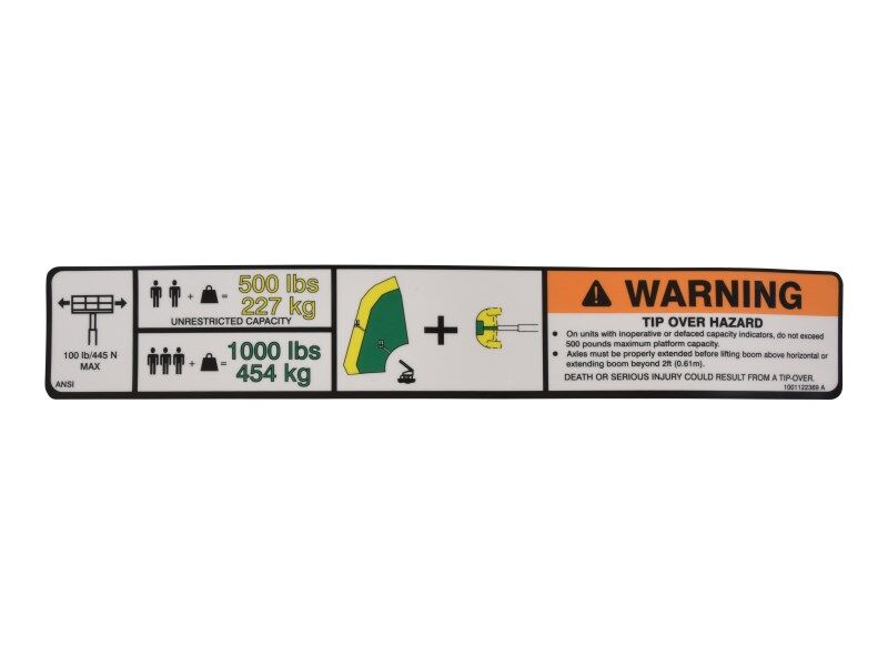1001122369 Warning Dual Cap. Decal | JLG