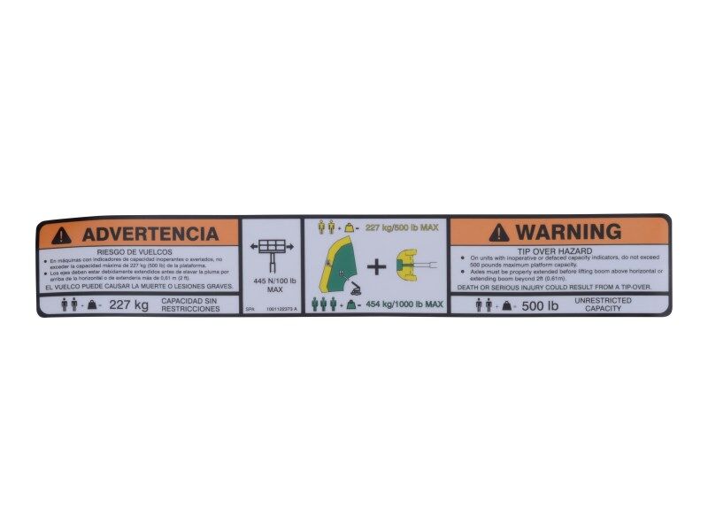 1001122373 Warning Dual Cap. Decal | JLG