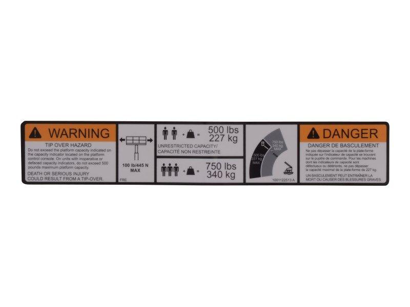 1001122513 Warning Dual Cap. Decal | JLG