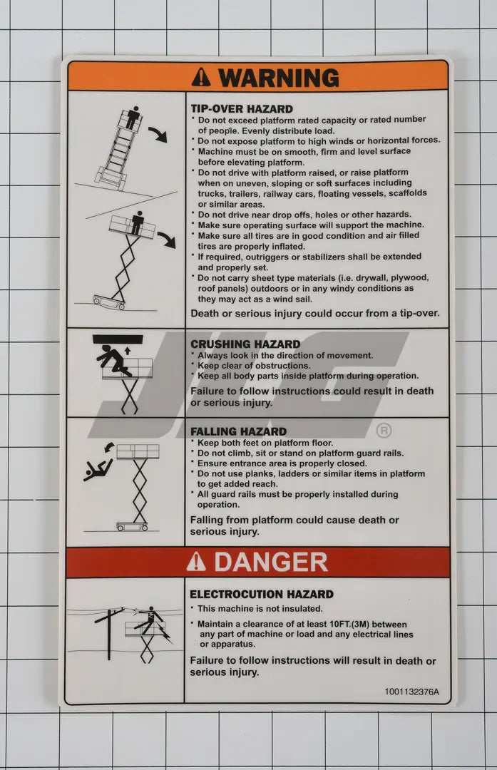 1001132376 Decal, Danger/Warning | JLG