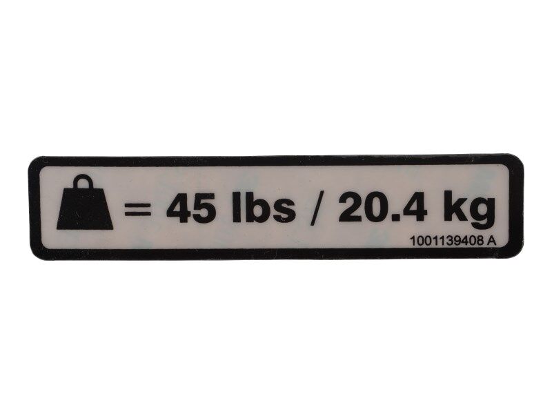 1001139408 Fire Extinguisher Weight Decal | JLG