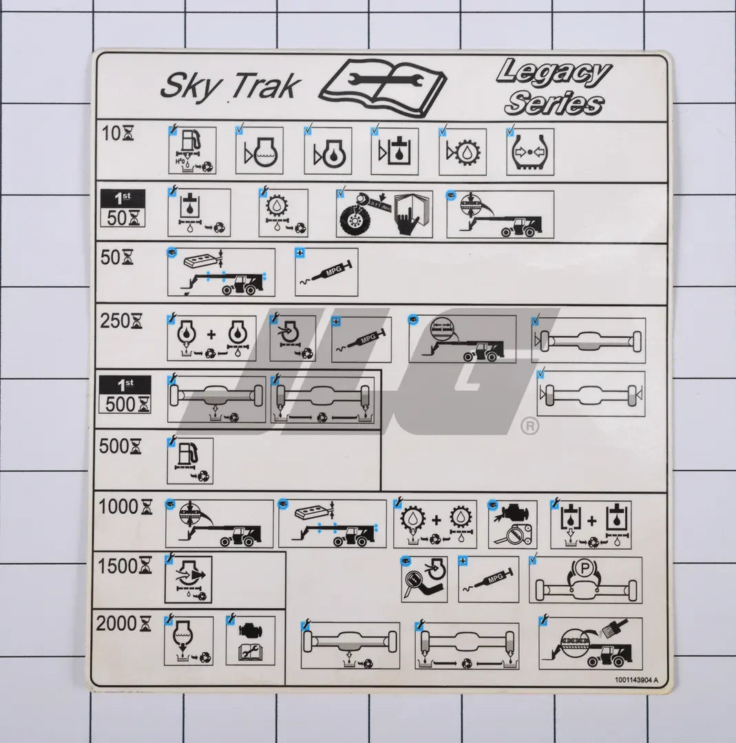 1001143904 Decal, Maintenance Chart | JLG