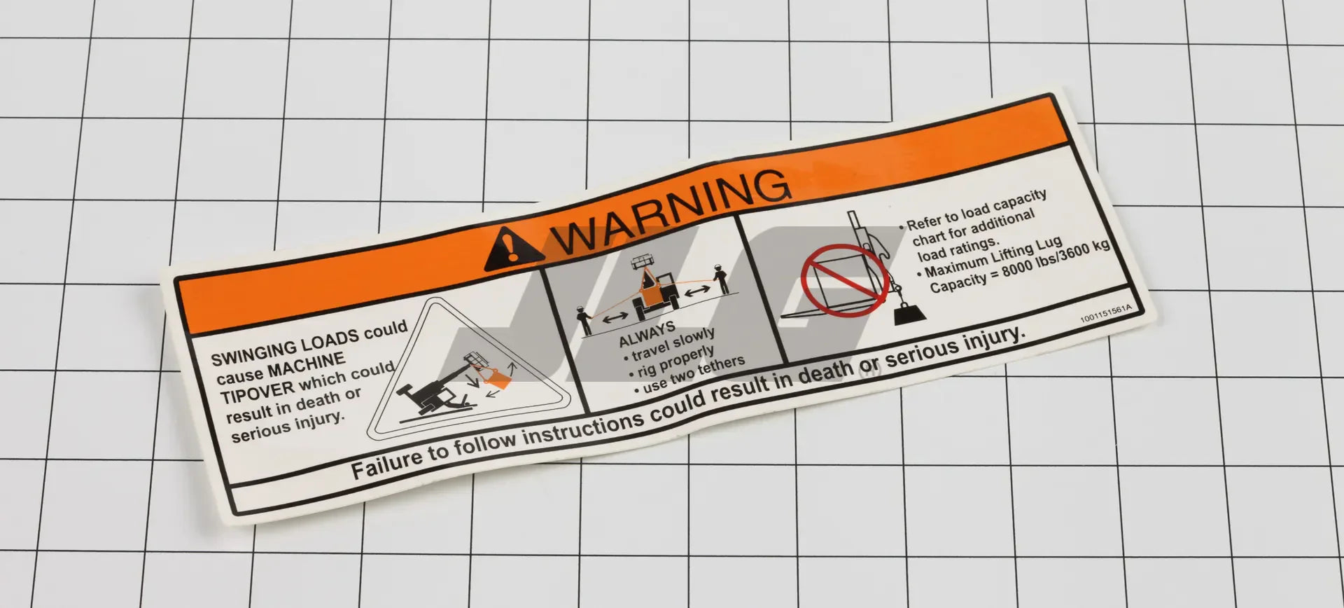 1001151561 Swinging Loads Danger Decal | JLG