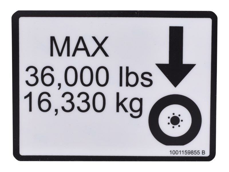 1001159855 Max Tire Load Decal | JLG