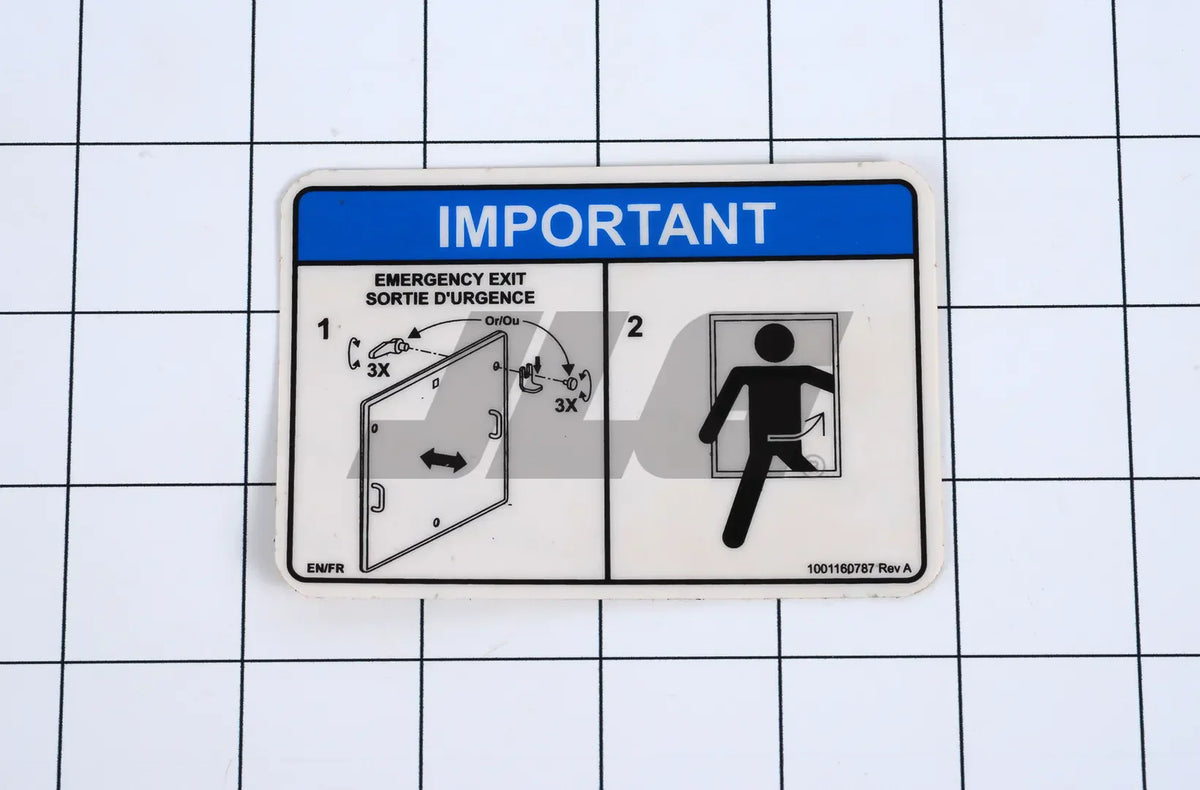 1001160787 Decal, Rear Emergency Exit | JLG