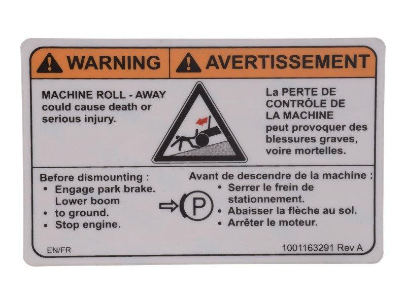 1001163291 Warning Machine Roll Decal | JLG