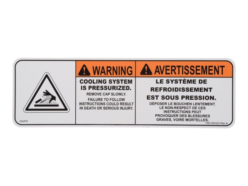 1001163323 Warning Hot Fluid (Can) Decal | JLG