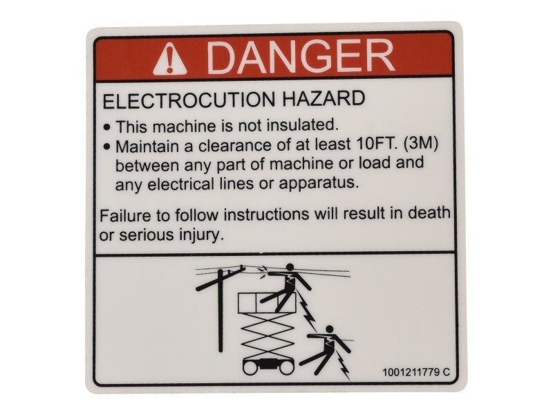 1001211779 Electrocution Decal | JLG
