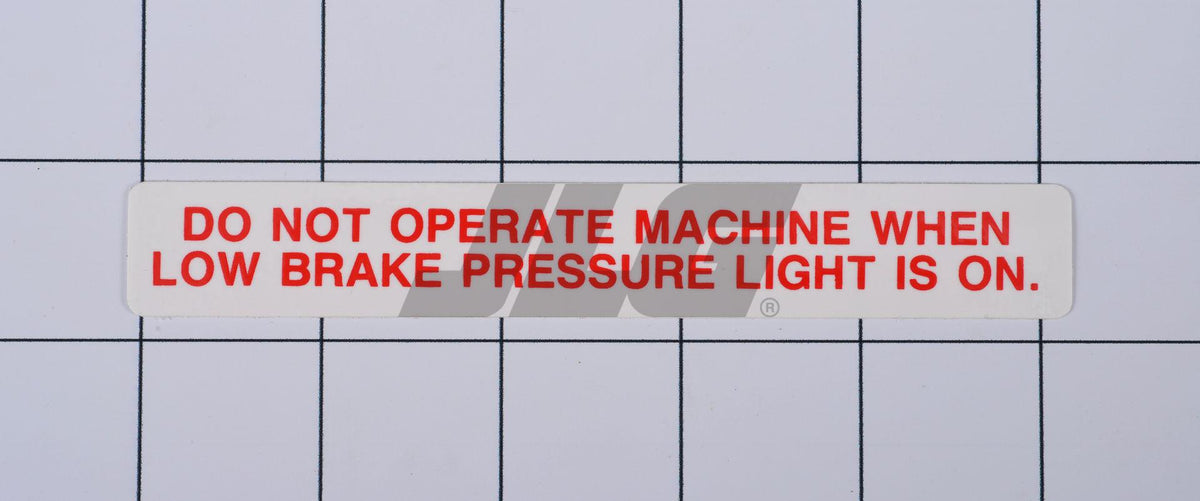 10124906 Decal, Low Brake Pressure Warn | JLG