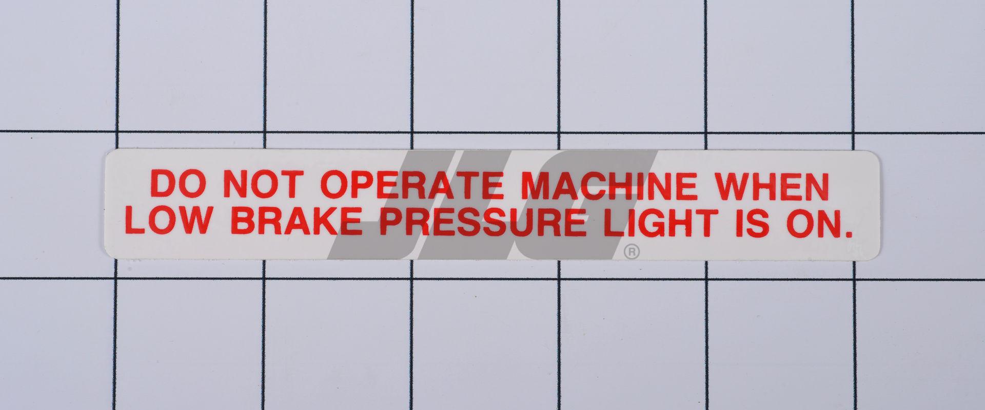 10124906 Low Brake Pressure Warn Decal | JLG