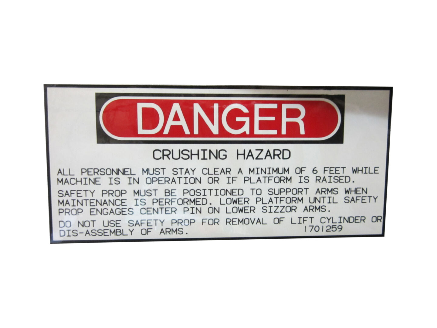 1701259 Danger Decal | JLG