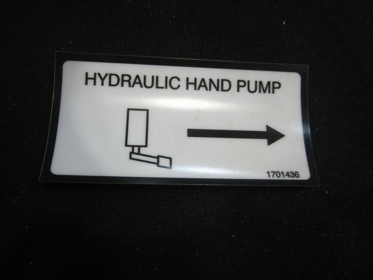 1701436 Decal, Hydraulic Hand Pump | JLG