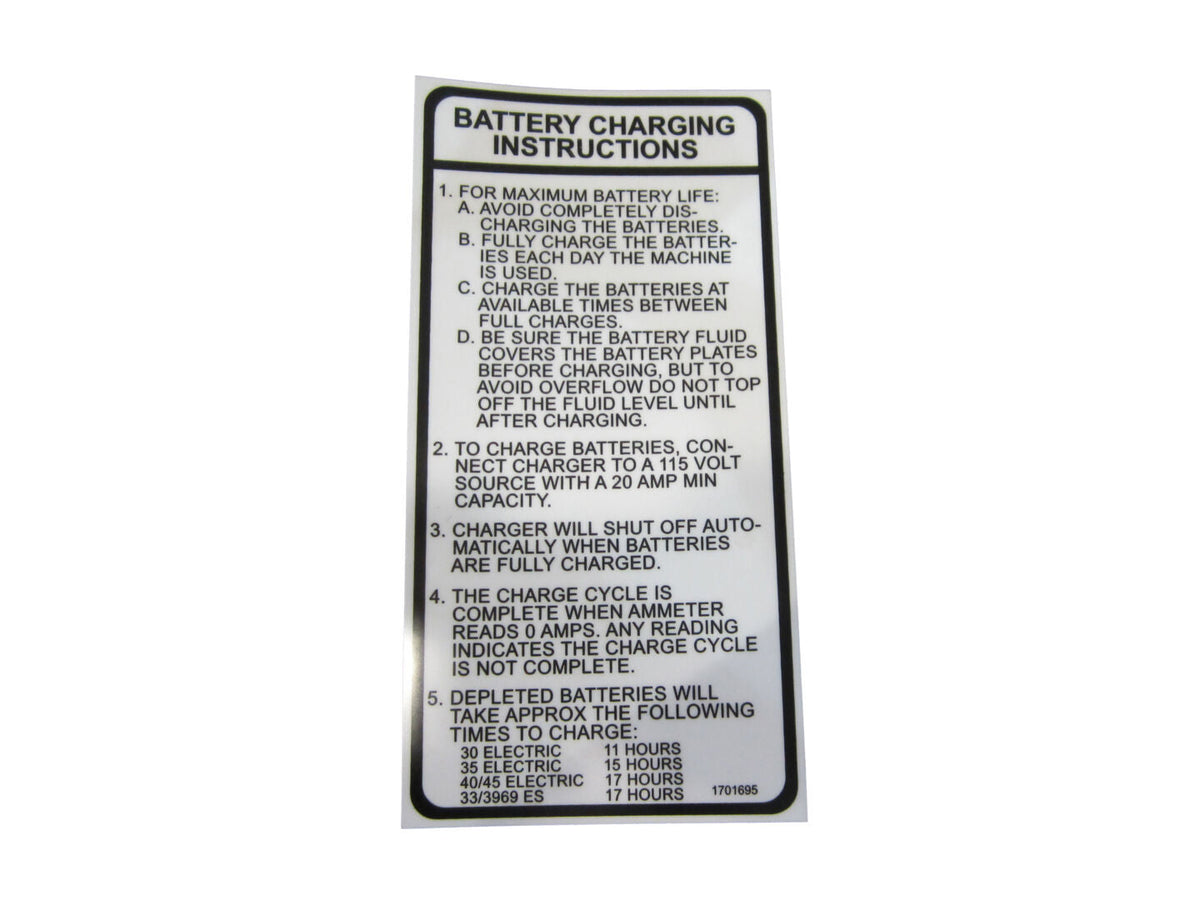1701695 Decal, Chrg 110V (Dom/Csa) | JLG