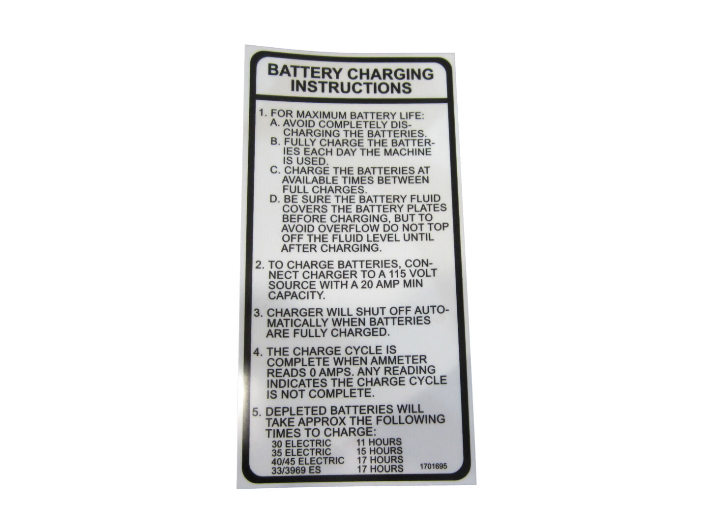 1701695 Chrg 110V (Dom/Csa) Decal | JLG