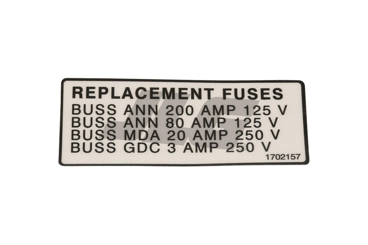 1702157 Decal, Fuse Replacement | JLG