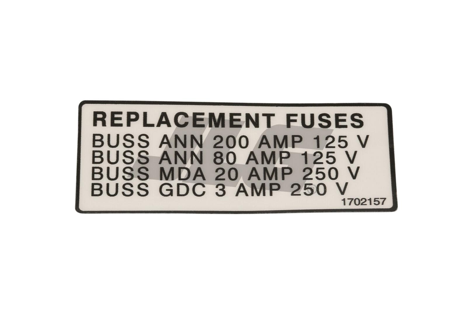 1702157 Fuse Replacement Decal | JLG