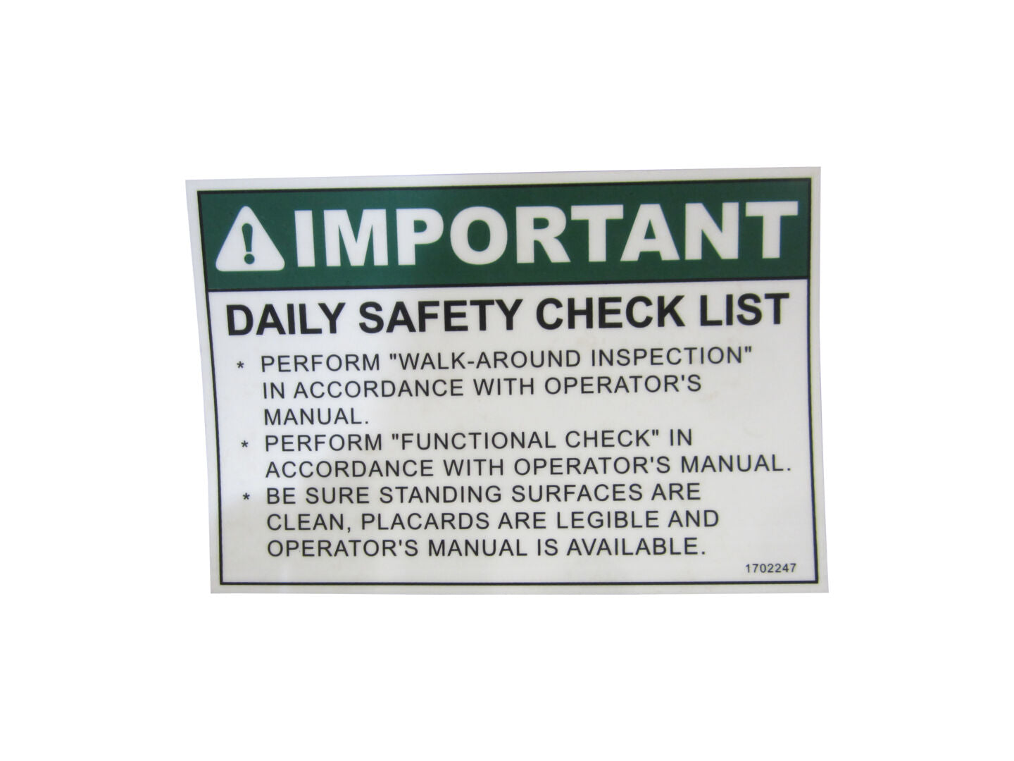 1702247 (Daily Ck List) Decal | JLG
