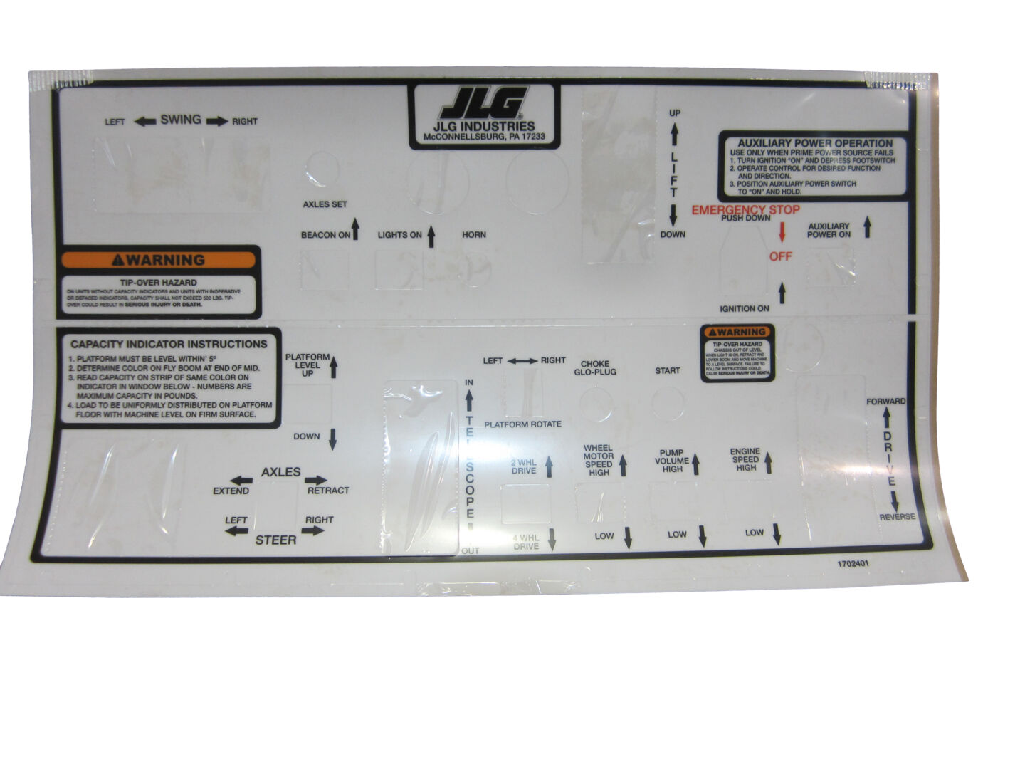 1702401 Console Box Decal | JLG