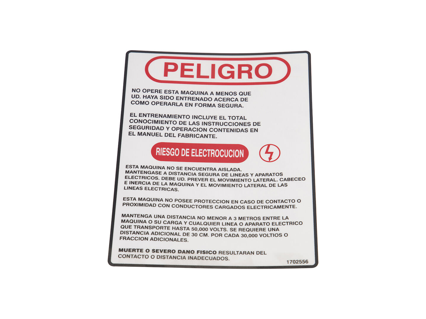 1702556 Decal Hazard Spanish | JLG