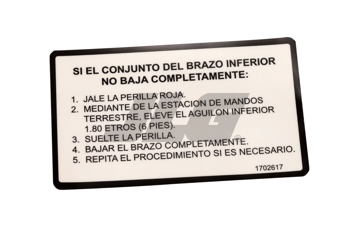 1702617 Decal, Checklist | JLG