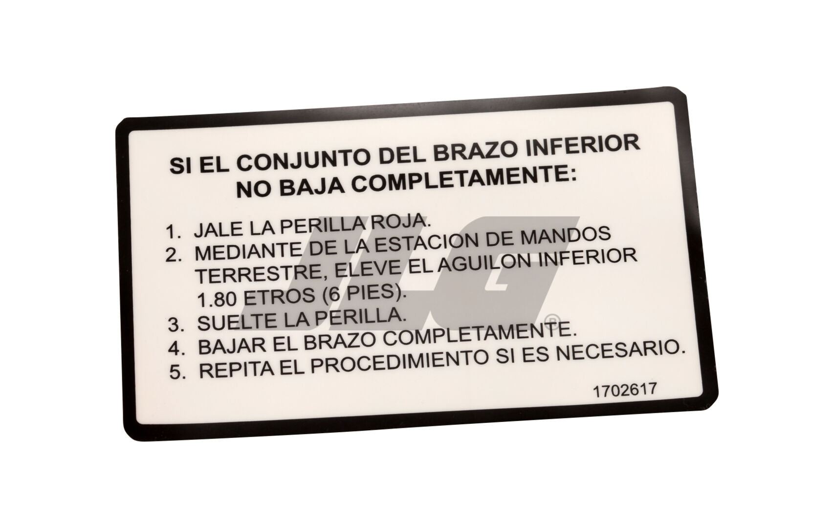 1702617 Checklist Decal | JLG