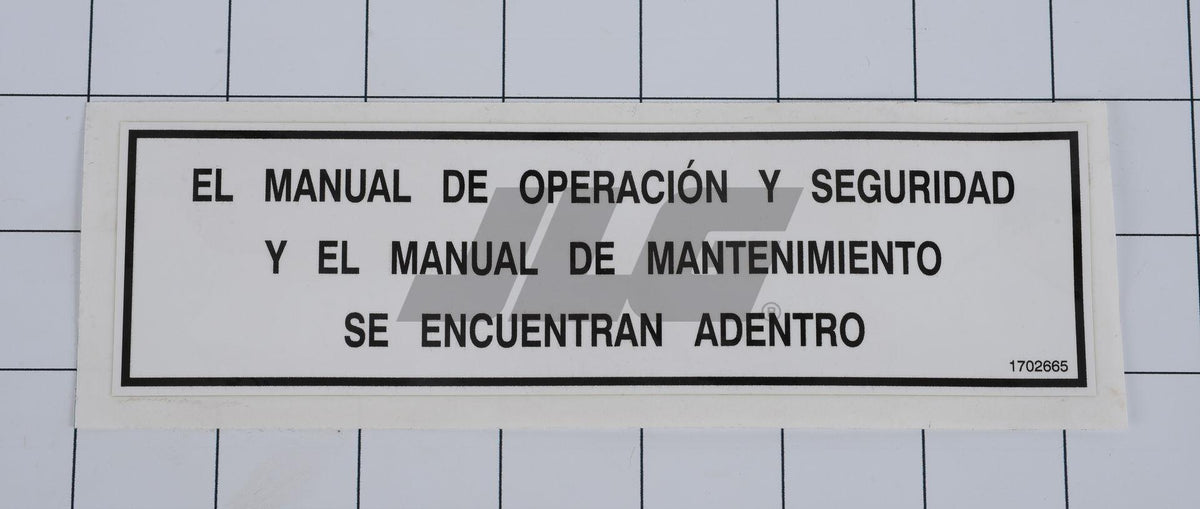 1702665 Decal, Operator Handbook (Spa, Lat) | JLG