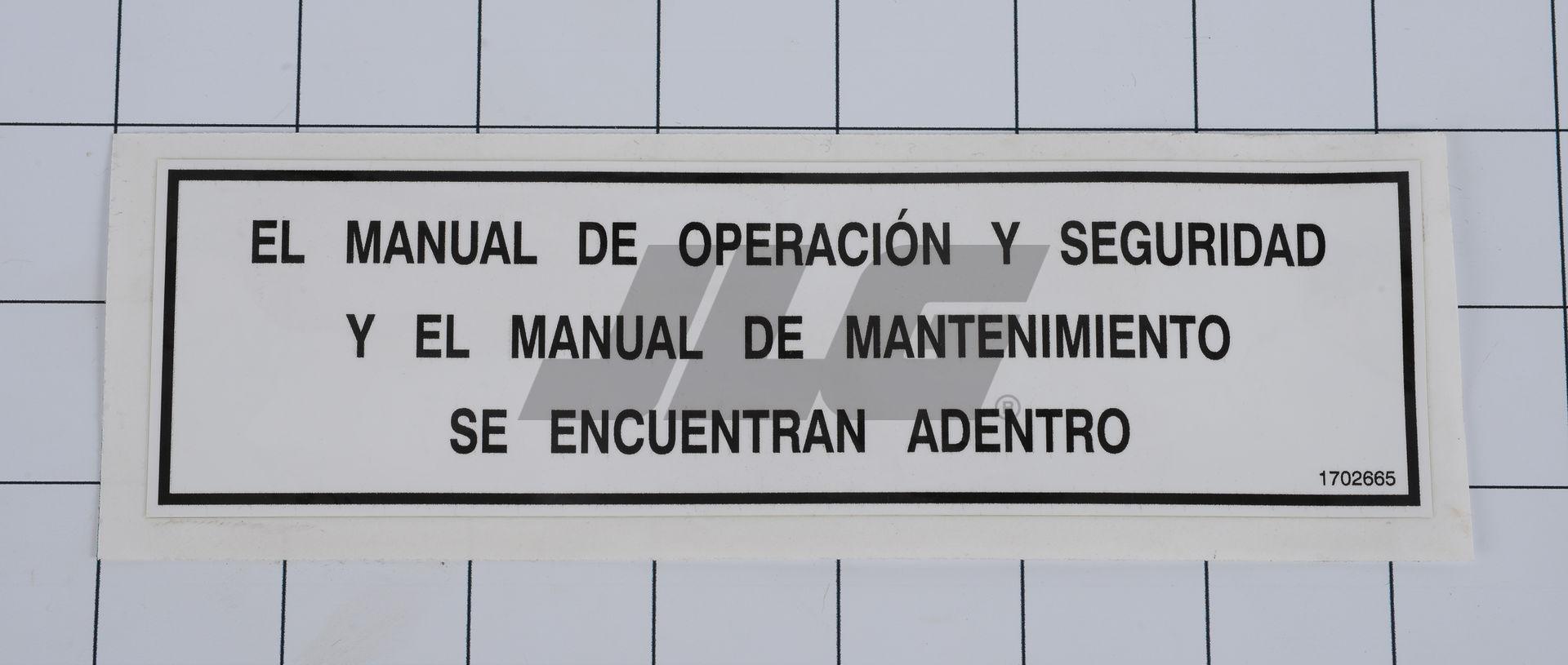 1702665 Lat) Operator Handbook (Spa Decal | JLG