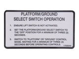 1703240 Decal, Pltf/Grd Switch Oper. | JLG