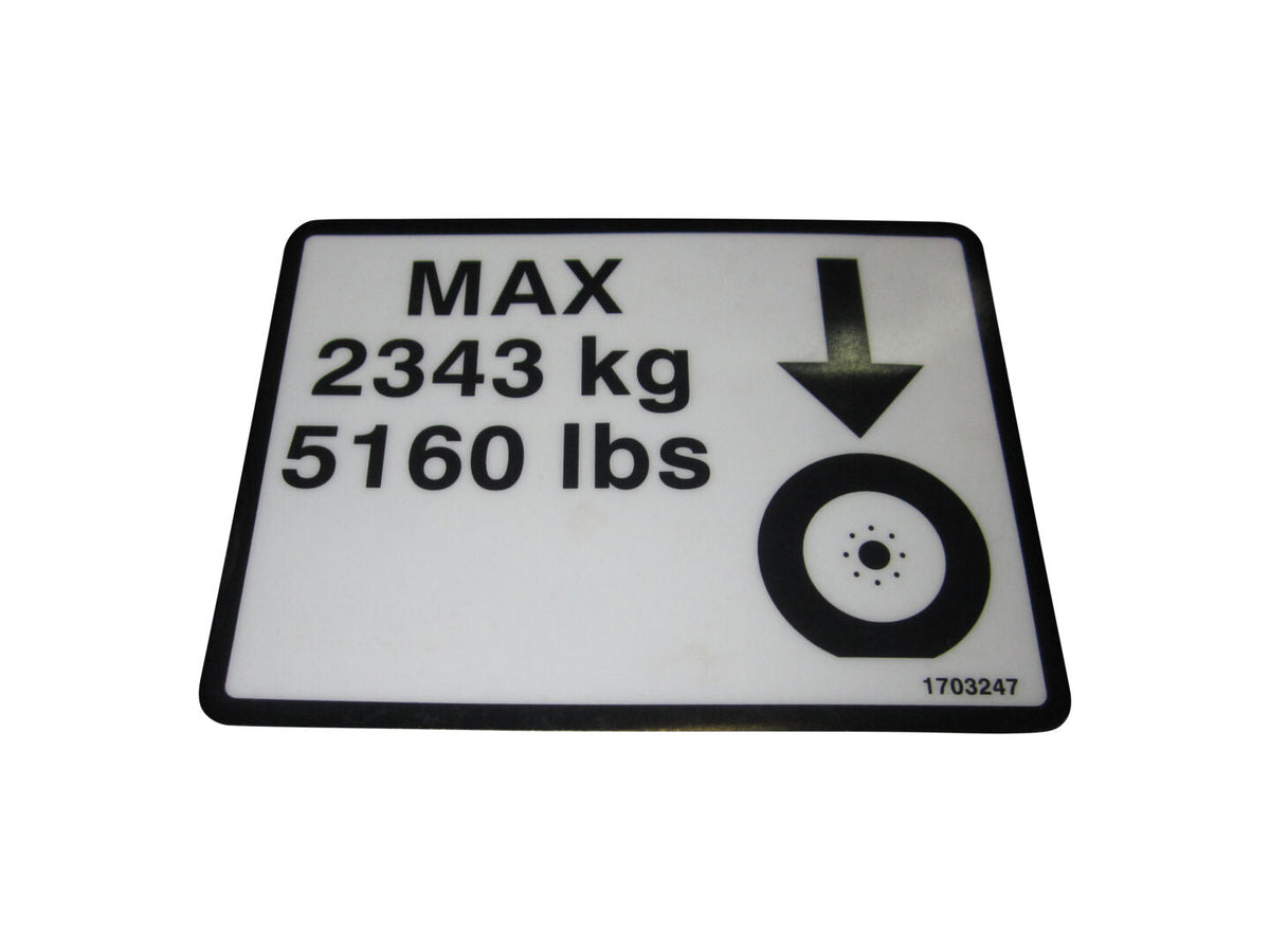 1703247 Decal, Max Wheel Load | JLG