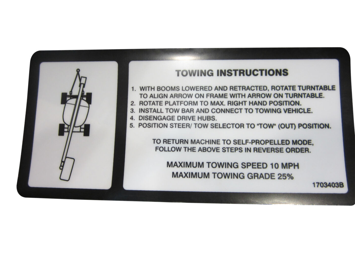 1703403 Tow Instr Decal | JLG