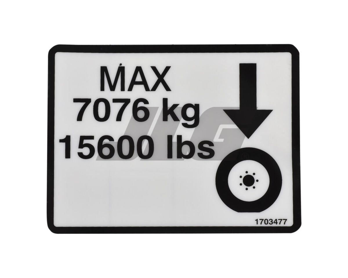 1703477 Decal, Max Tire Load | JLG