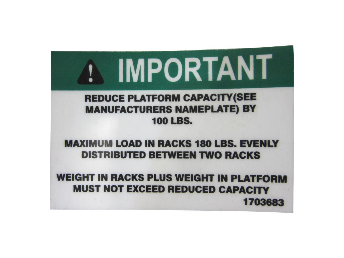 1703683 Tube Rack Cap Decal | JLG