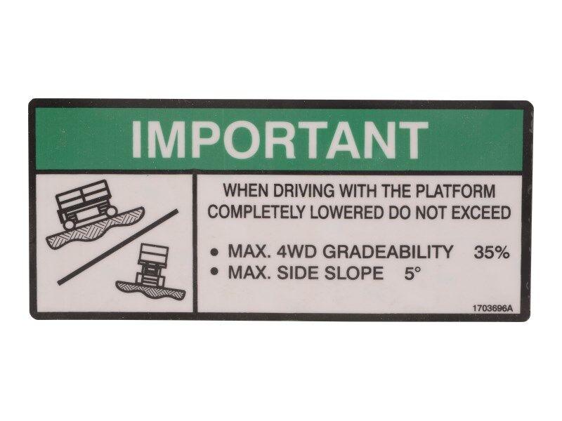 1703696 Decal, Gradeability | JLG