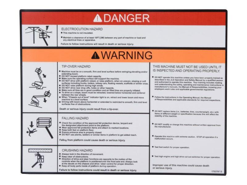 1703797 Decal, Warning/Danger Plat | JLG