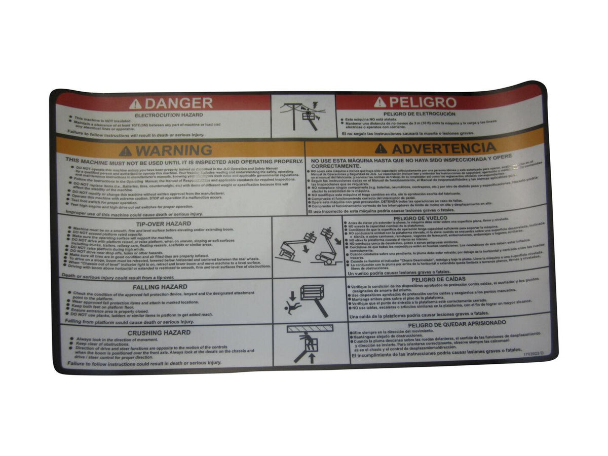 1703923 Decal, Warning Plt (Dom2) | JLG