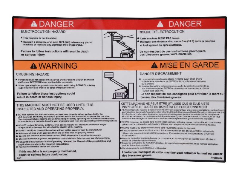 1703930 Decal, Warning MTB (Can) | JLG