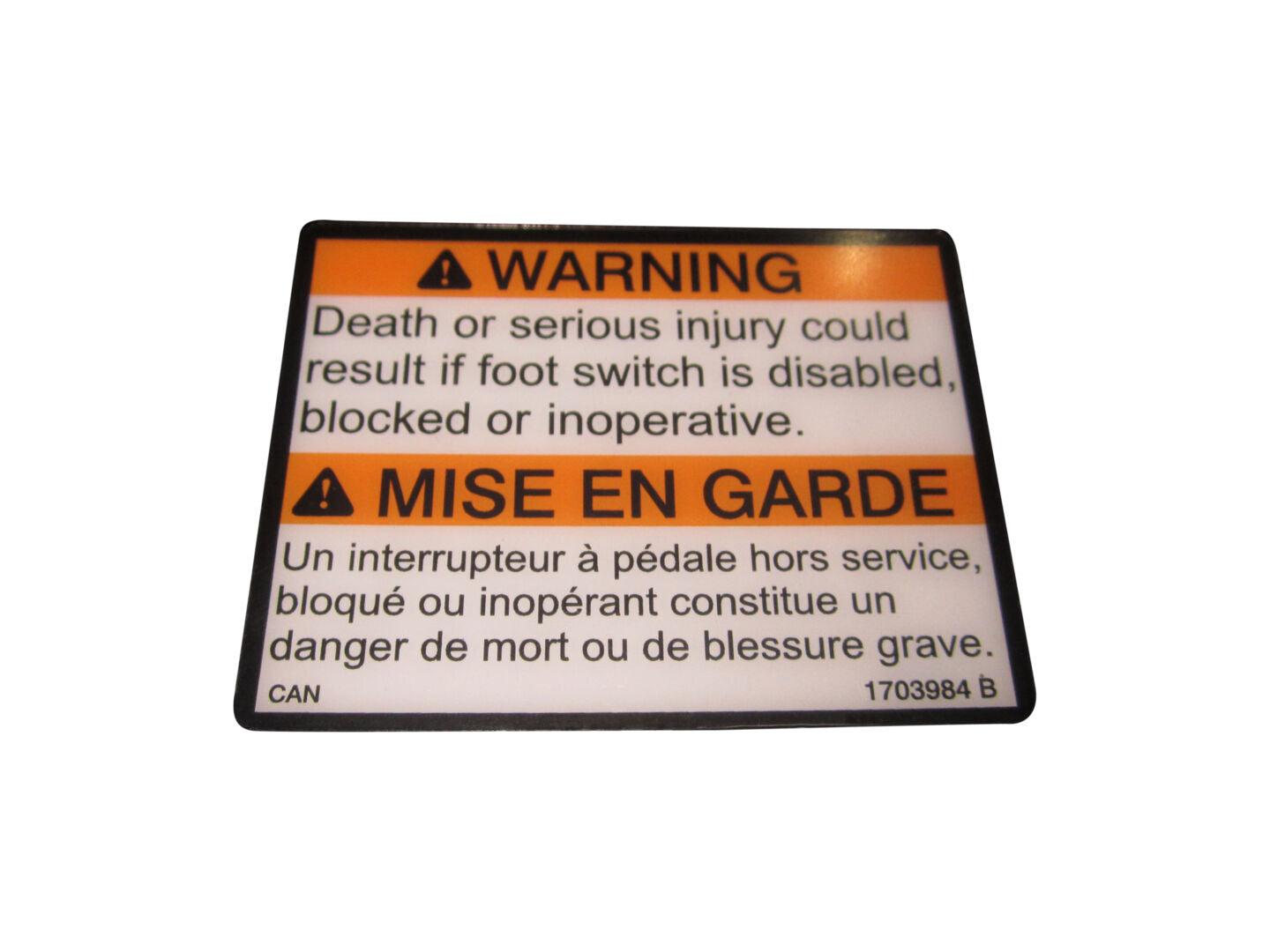 1703984 Foot Switch (Can) Decal | JLG