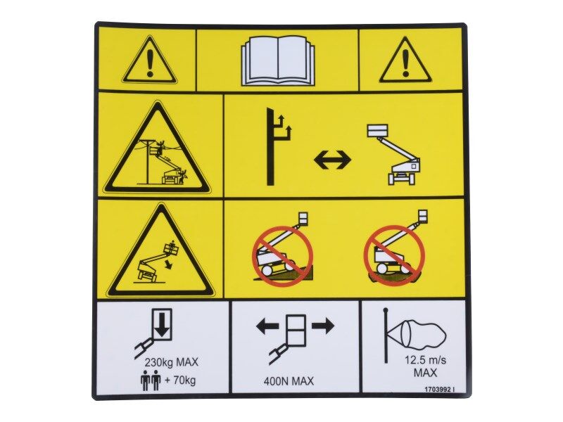 1703992 Decal, Warning (Plat) Aus | JLG