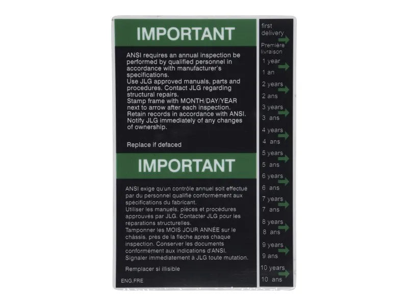 1704006 Decal, Inspection (Can) | JLG