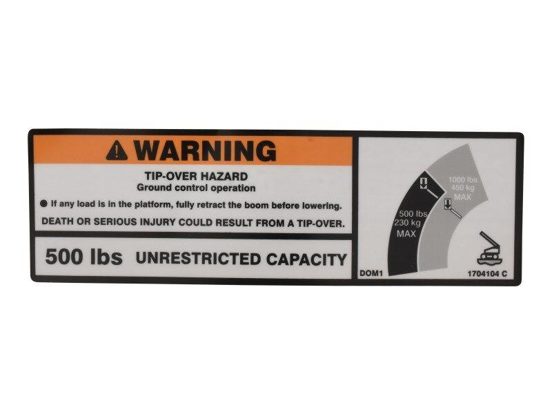 1704104 Warning Dual Cap (Dom1) Decal | JLG