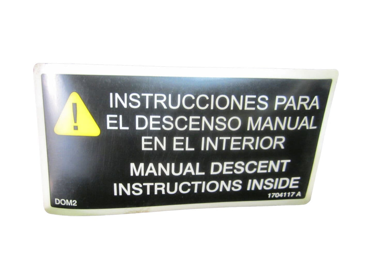 1704117 Decal, Man Des Instr Insde (Dom2 | JLG